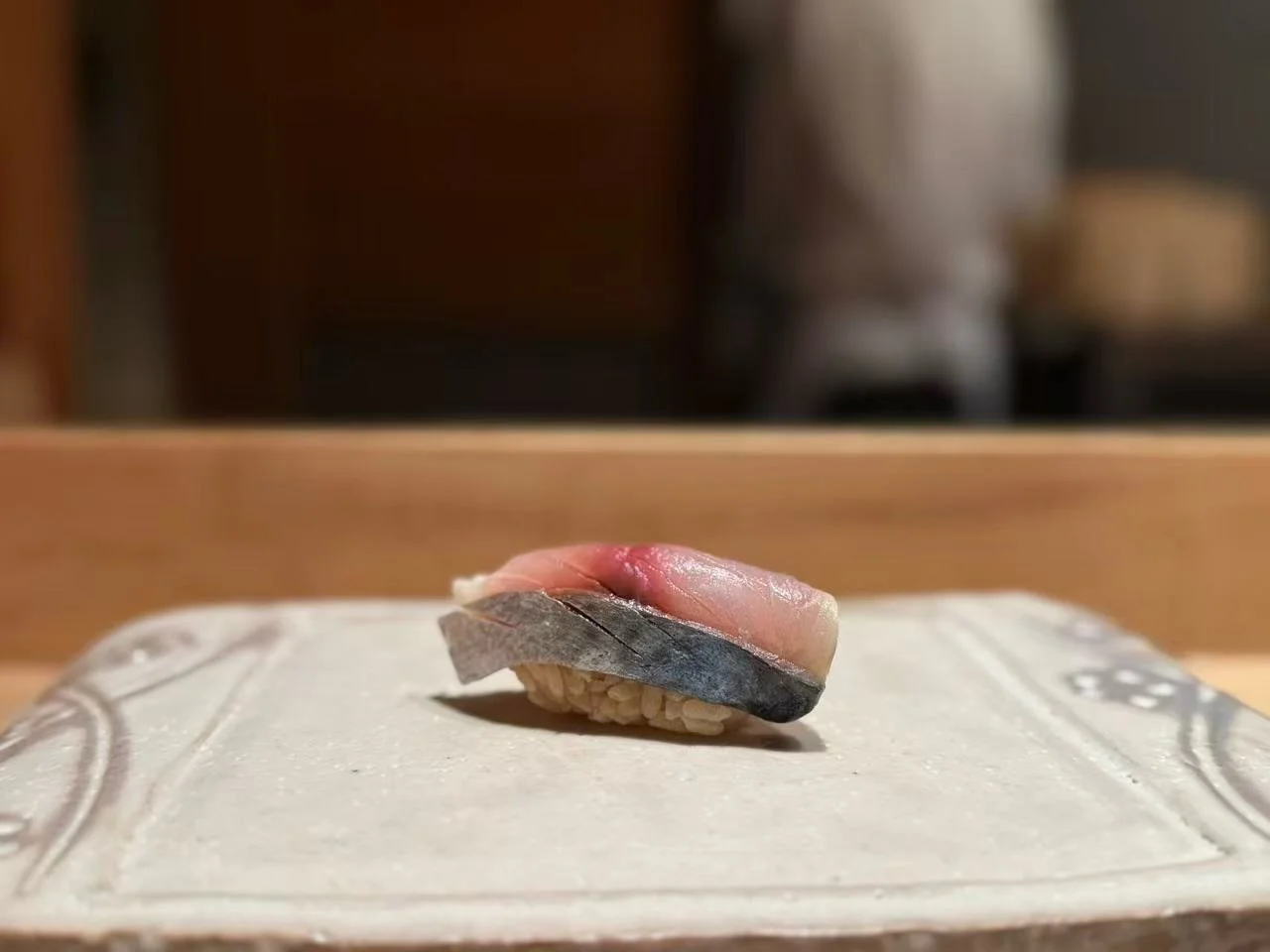 Masaba, Japanese mackerel.
A classic silver-skinned fish, carefully cured with salt and vinegar to bring out its clean richness, balanced acidity, and distinctive umami. Properly prepared, it is bright, elegant, and deeply satisfying.

#TanchoOmakase