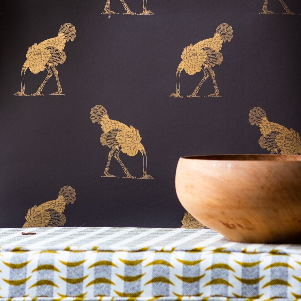 Ostrich wallpaper — Beware the Moon Wallpaper | Ostrich wallpaper | Skulls  velvet wallpaper | Animals wallpaper | Hand drawn | England
