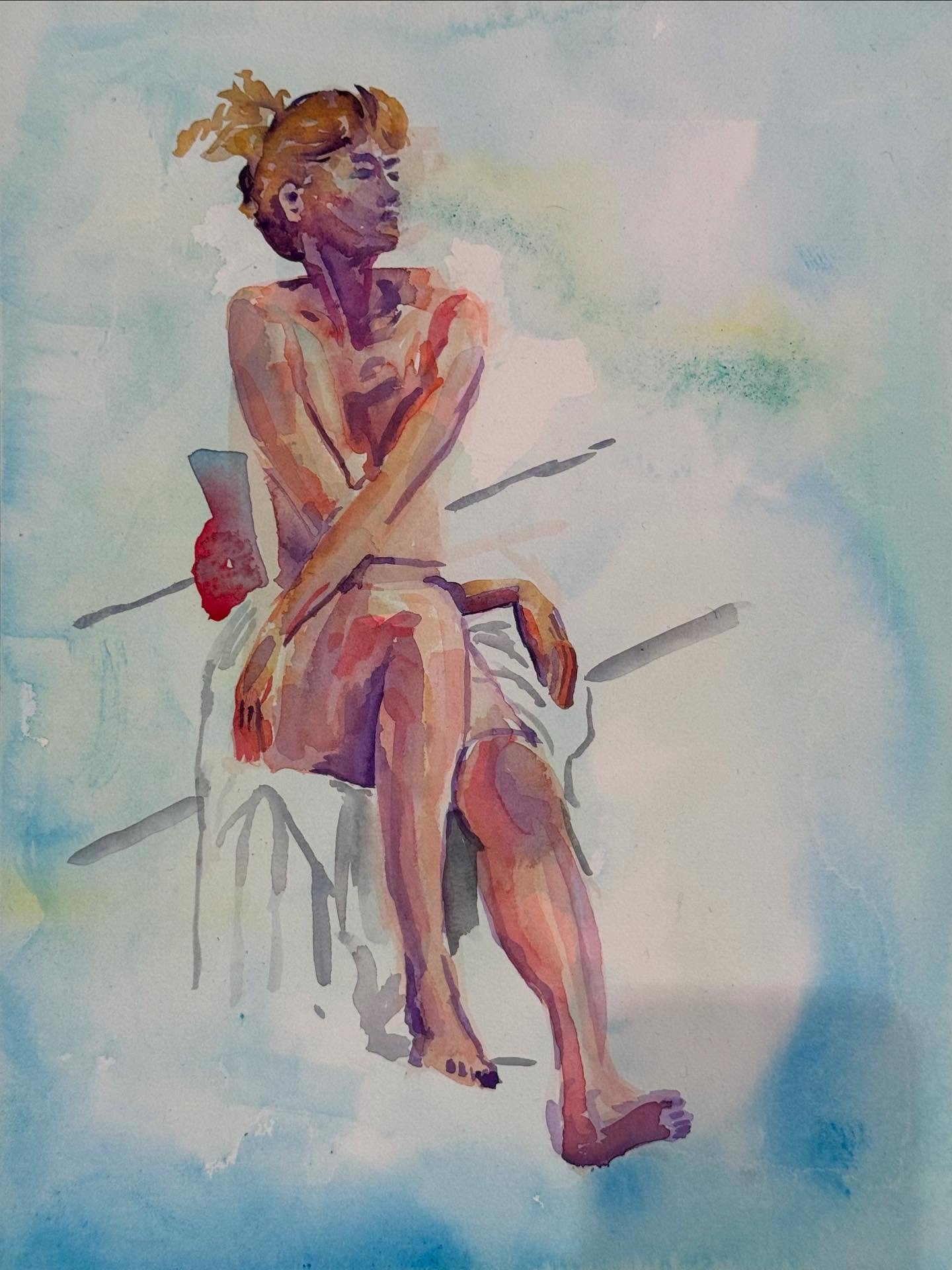 A lovely day painting the figure with watercolours as part of a course at @the_artacademy_. In the morning we were sketching people in Borough Market then in the afternoon we had a life model with poses from 5 to 40 minutes. #watercolour #watercolor