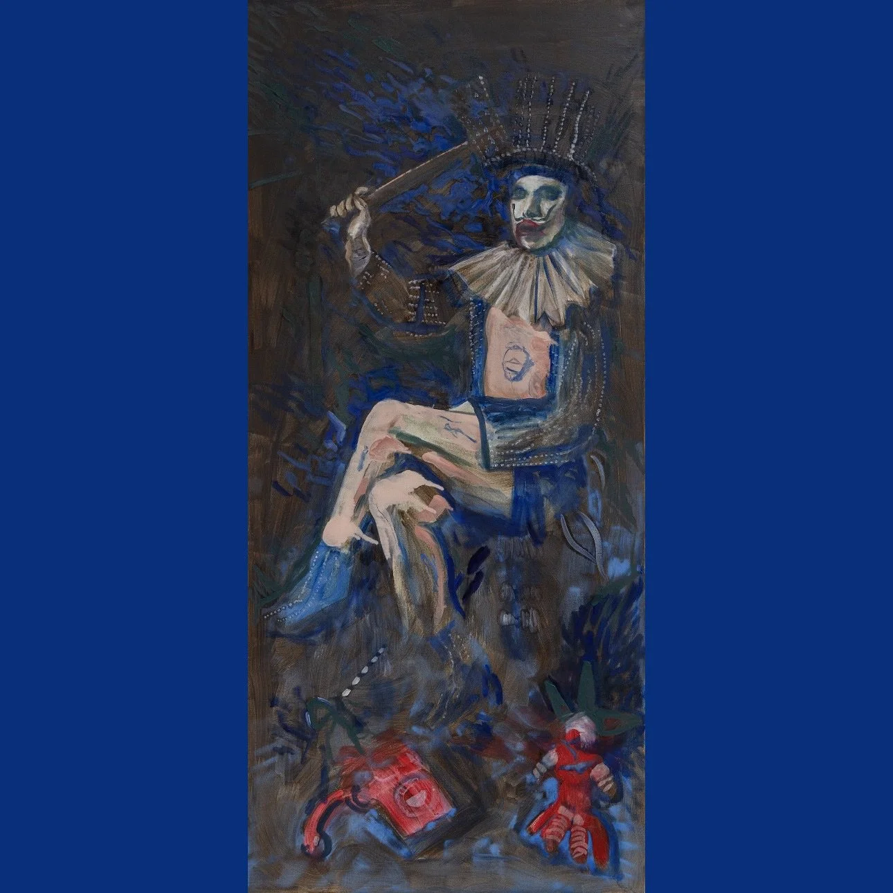 &ldquo;The Painted Smile&rdquo;. Oil on canvas. 200 x 90cm. Thanks to @charitykase for posing for this portrait. #clown #portraiture #contemporaryartwork