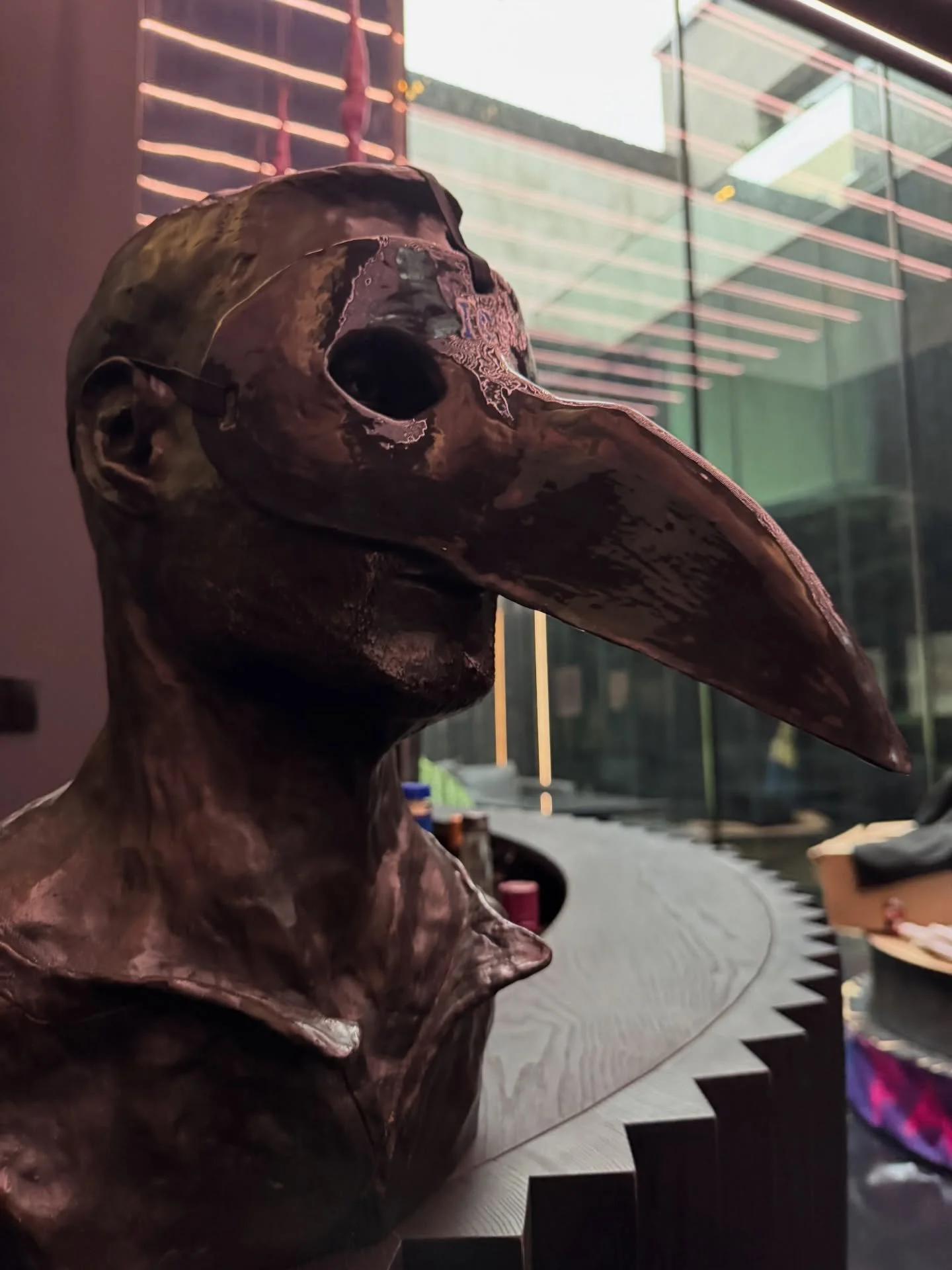 Ceramic mask-making.