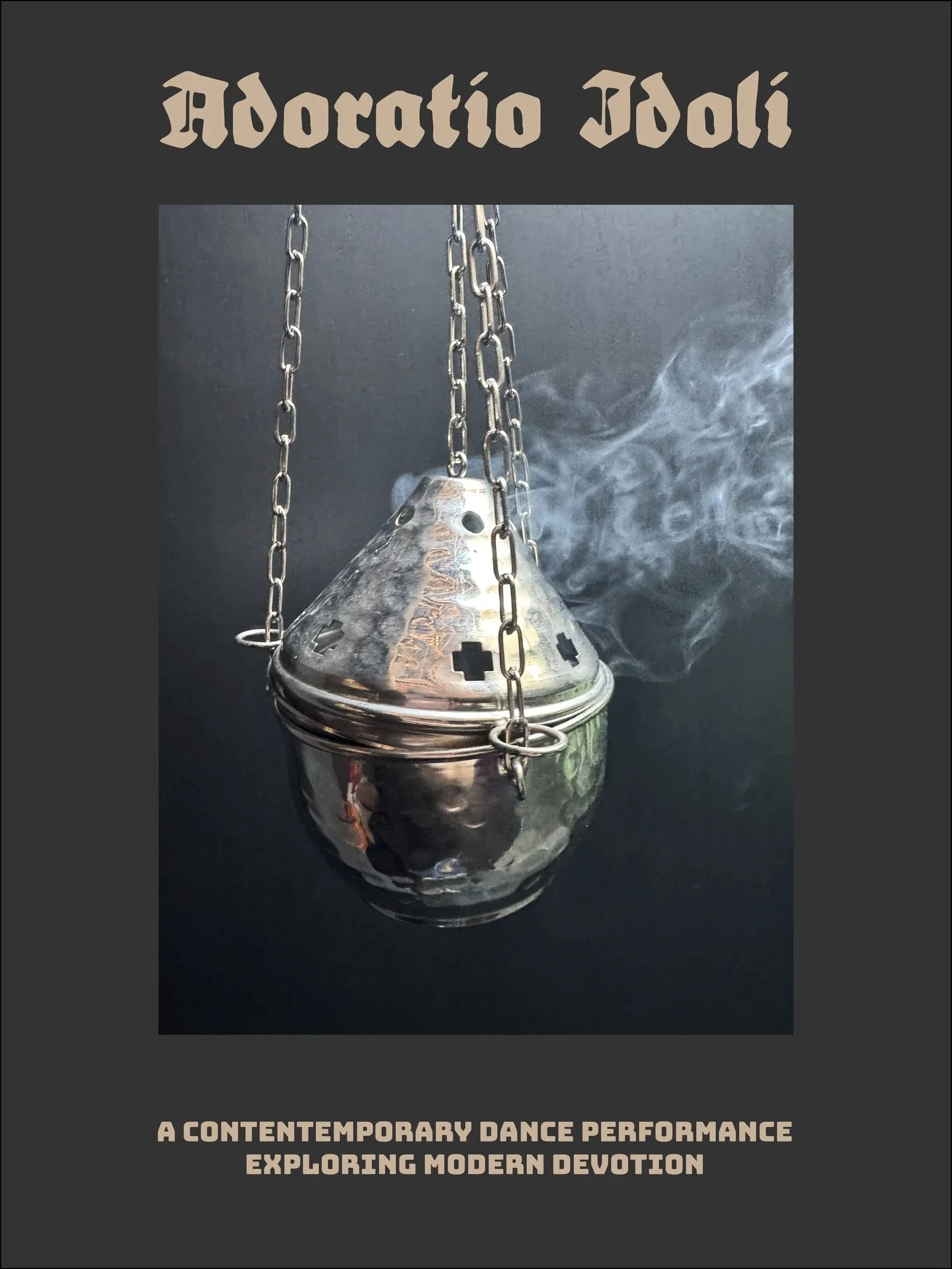 𝔄𝔡𝔬𝔯𝔞𝔱𝔦𝔬 &image;𝔡𝔬𝔩𝔦 - A contemporary dance performance exploring modern devotion. A collaborative work between artist Kevin Kane, dancer Dan Baines and musicians Rhian! and Massimo Paramour.

Incense rises. Bodies gather. A ceremony unfo