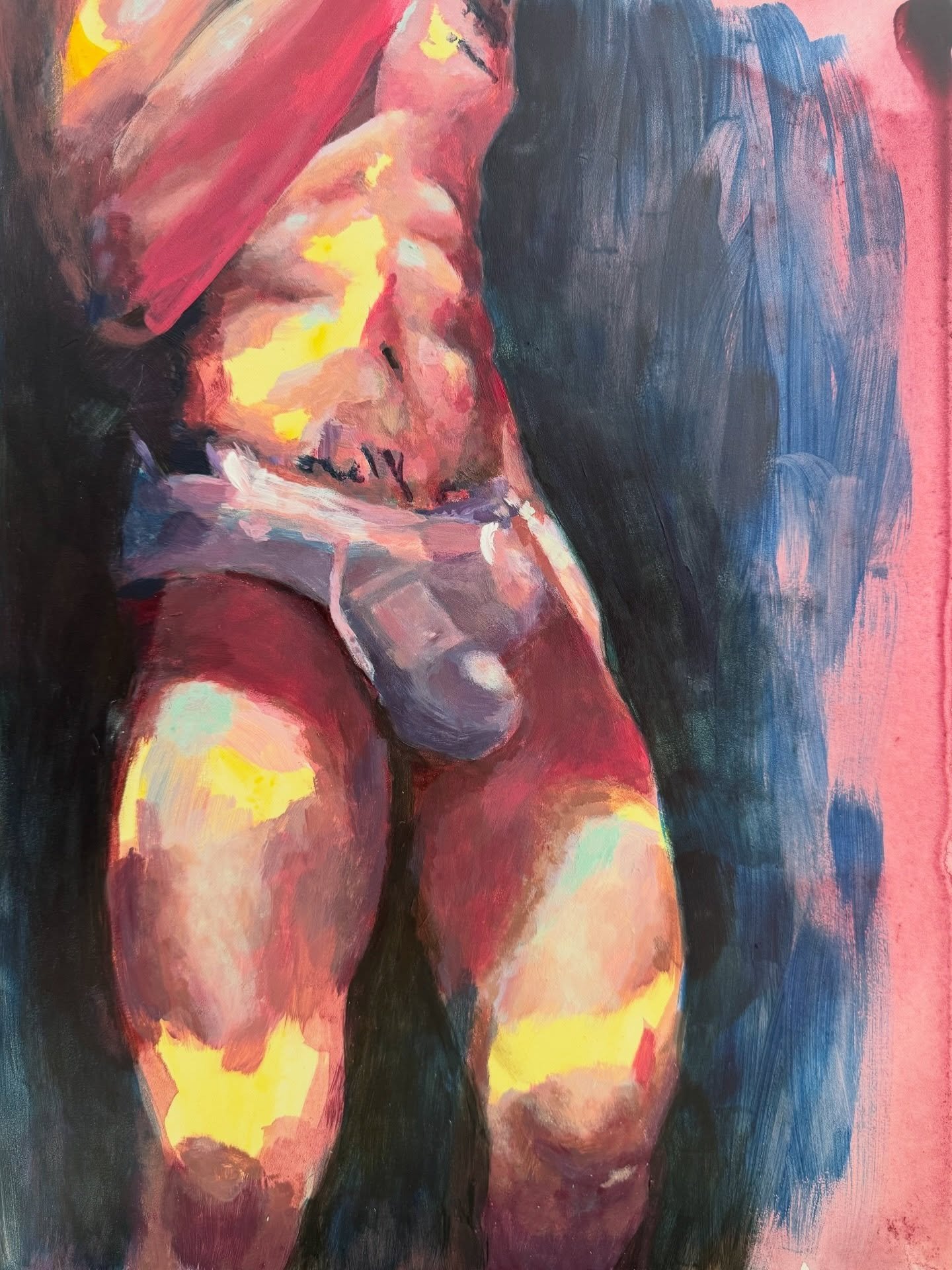 Study of dancer. Acrylics on board. 12 x 16&rdquo;.