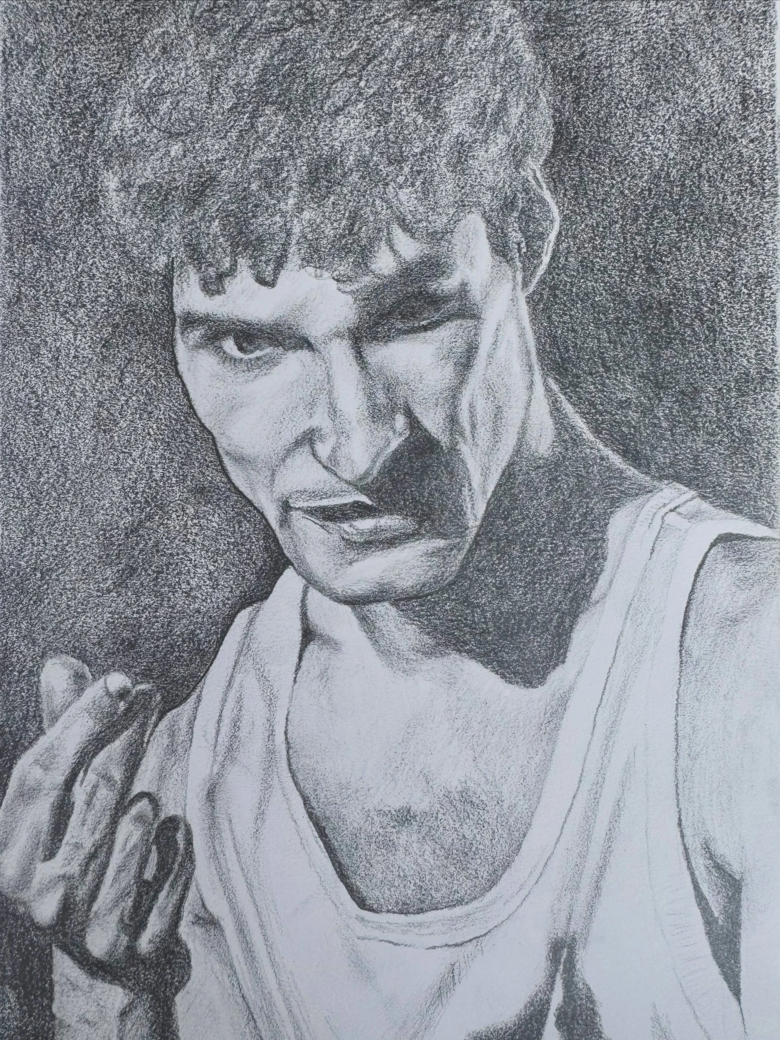 Holiday drawing. This started off as a freehand sketch of @juanramosss (who starred in Perro Perro at this year&rsquo;s @britishfilminstitute Flare). I was planning an experiment in drawing loosely - this experiment was a total failure 🤭 pencil on p