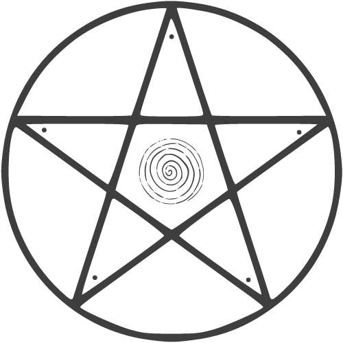 The logo of Incharge Wellbeing, the five pointed star and spiral