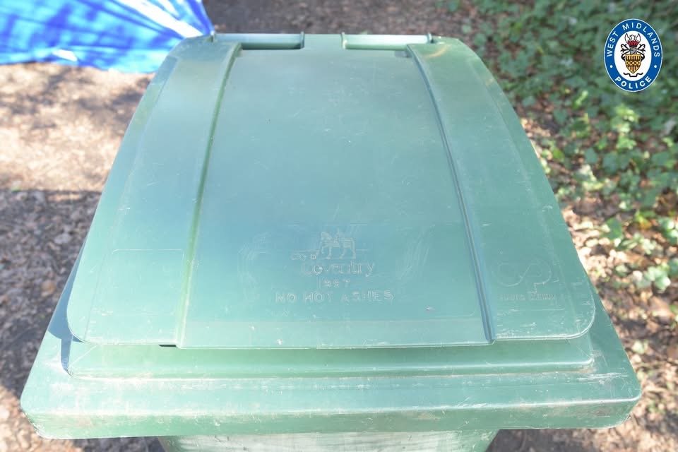 A top view image of the green wheelie bin