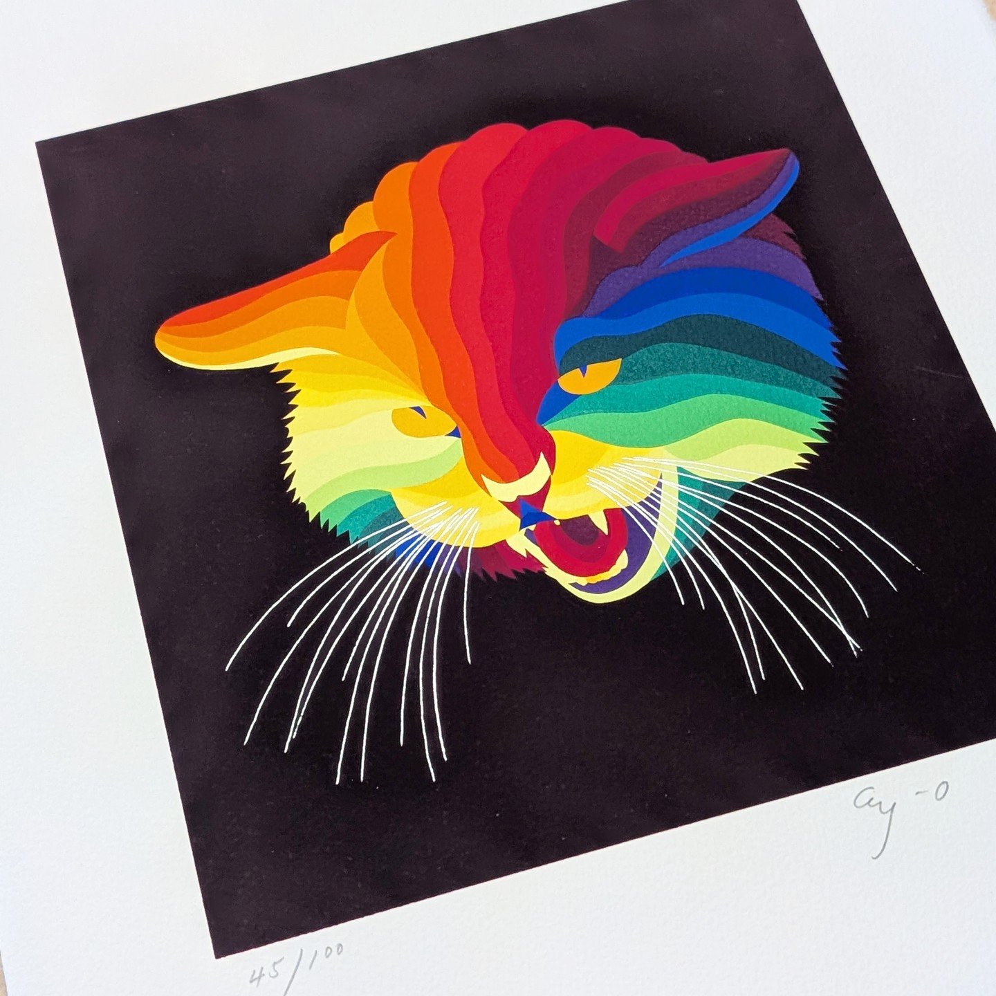 New Work to the Gallery: An incredible piece by Ay-O entitled: 怒 &ldquo;Anger&rdquo; (Raisonn&eacute; No: #914). Published in 2001 and printed by Tokuzo Okabe on Arches paper, Ay-O published two versions of this design - printed on either a black (怒(