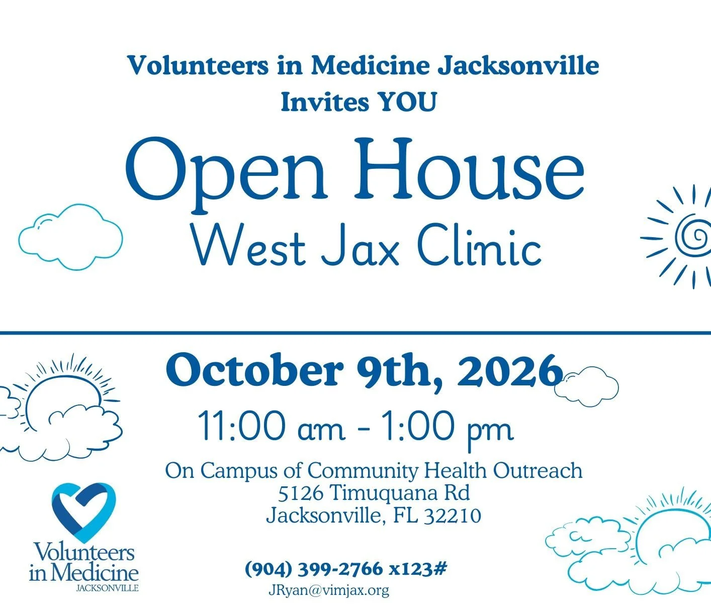 Volunteers in Medicine West Jax Open House October 9th 11am-1pm 