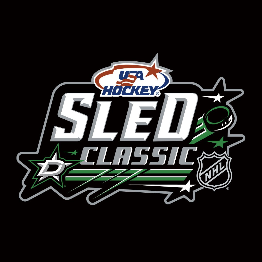 New work, the 2024 USA Hockey NHL Sled Classic, hosted by the Dallas Stars! #NHL #USAHockeySledClassic #USAHockey #EventLogoDesign #DallasStars