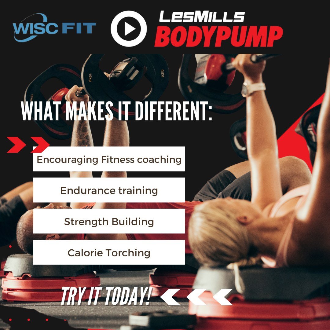 🔥🔥🔥Ready to torch calories and sculpt a leaner, stronger you? 💪💪💪
BODYPUMP isn't your average workout. It's a total-body sculpting experience that uses lighter weights and high reps to maximize calorie burn (up to 400 per class!).

Expert instr