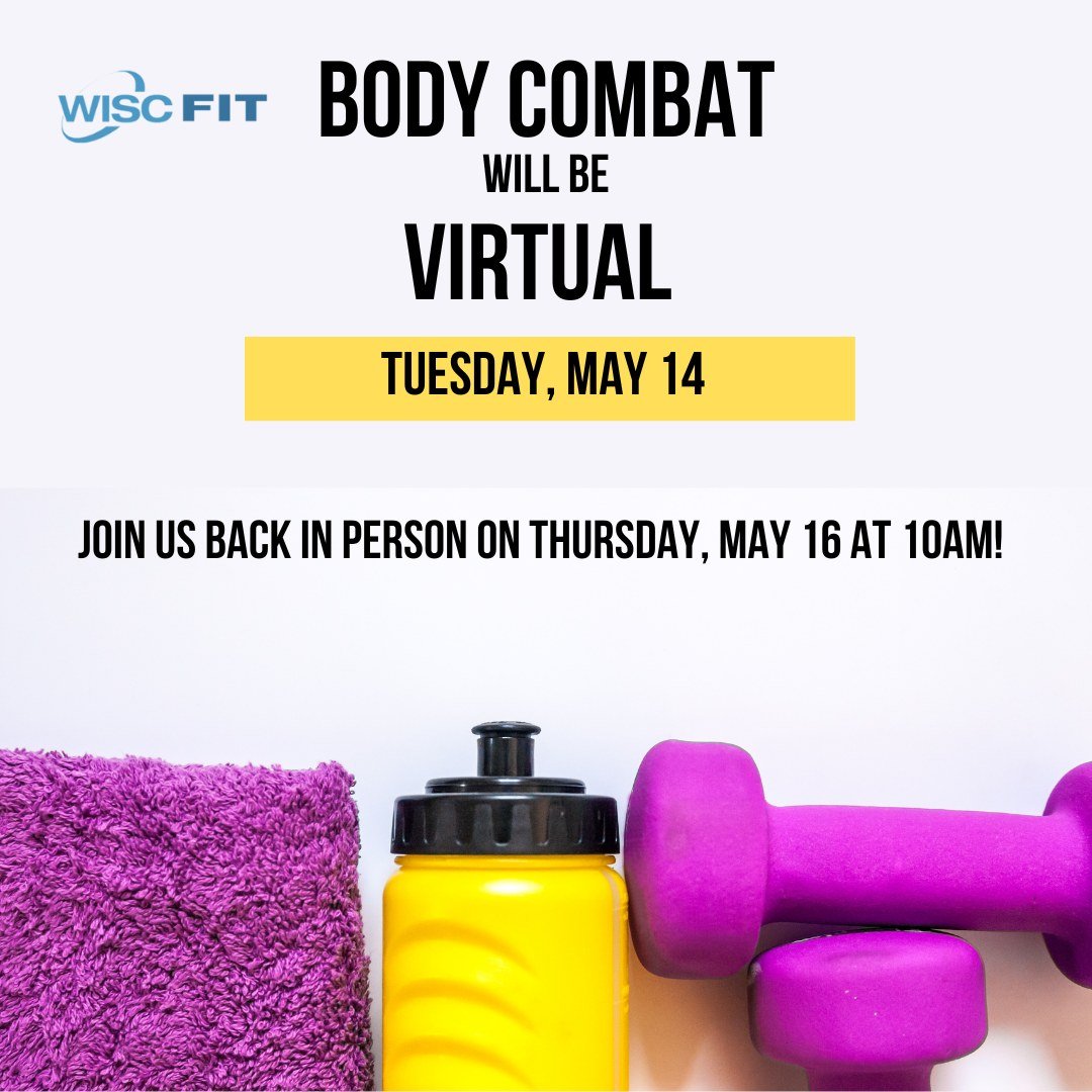 Good morning! Just a heads up that our Tuesday Les Mills BodyCombat class will be virtual this week! That just means that you can come on in and enjoy class pre-recorded on the projector!

How cool is that?! 

Register today: https://member.daysmartr