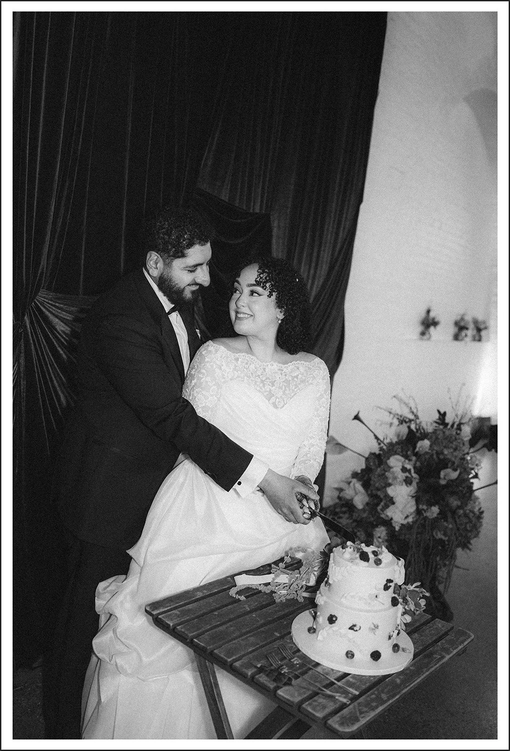 Cutting Cake for Danah Aamir's wedding at Trinity Buoy Wharf London