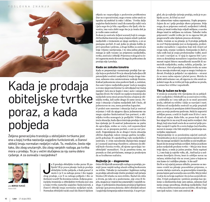 Prodaja porodične kompanije – poraz ili pobeda?