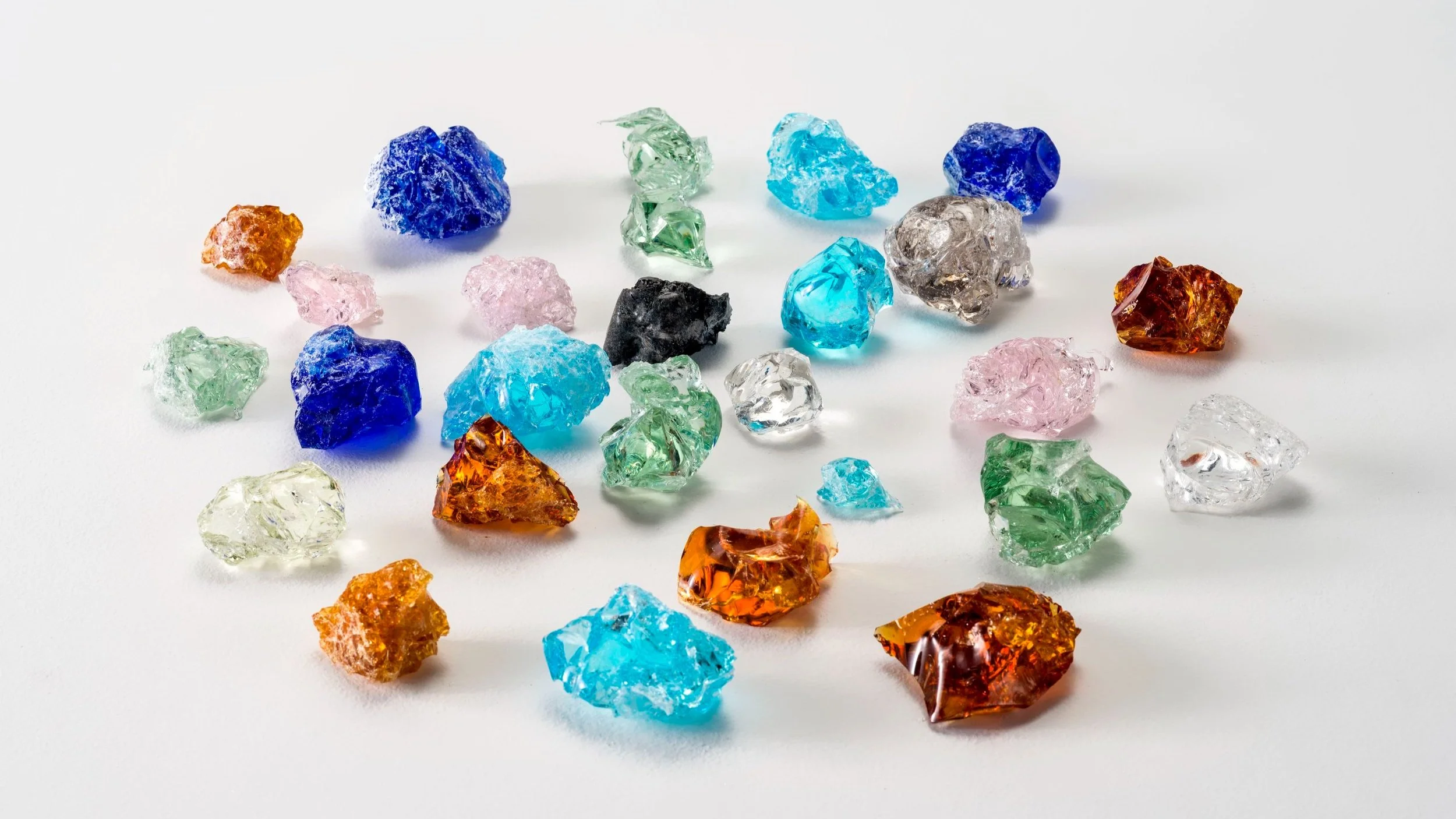 Cast Glass cubes with various sizes and colours