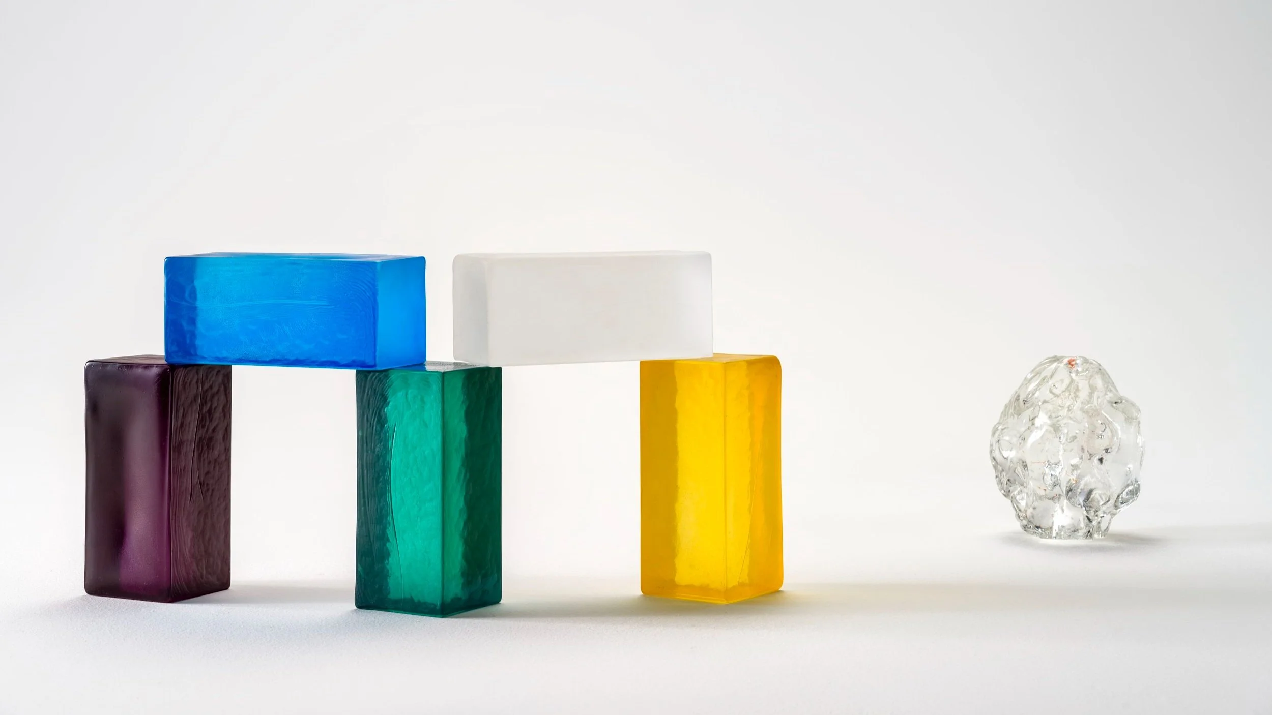 Cast Glass cubes with various sizes and colours