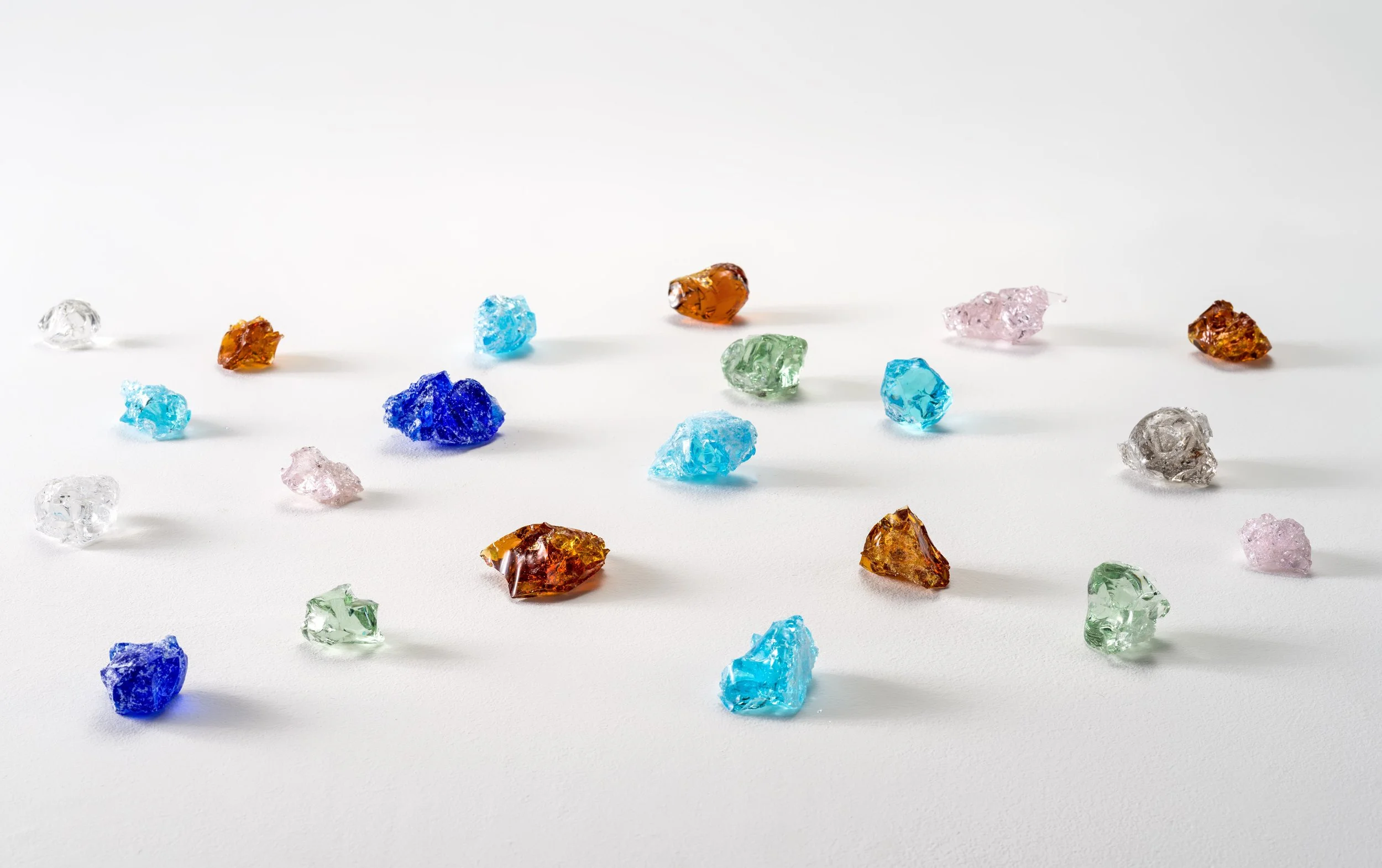 Cast Glass cubes with various sizes and colours