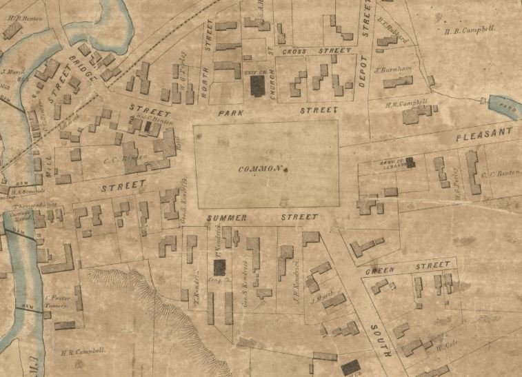  Presdee and Edwards map of Lebanon, 1853 