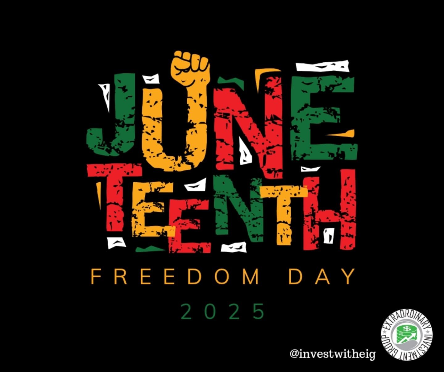 Happy Juneteenth!

Honor it! Reflect on it! Celebrate it!

Follow us for more extraordinary content. 
📈 @investwitheig
🌐 investwitheig.com
💳 @the.ebsguys
🎙@extraordinaryexchangepodcast

#HappyJuneteenth