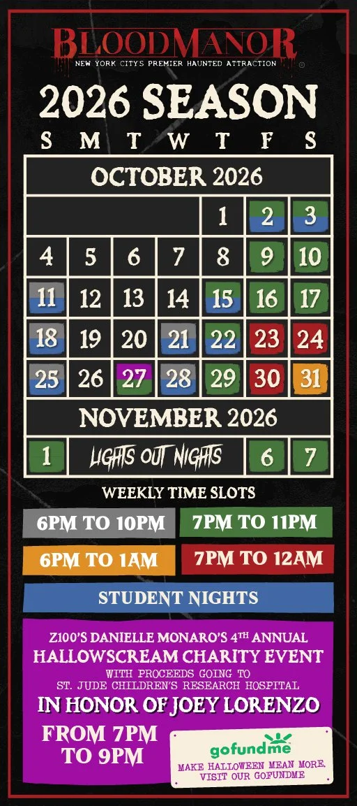 Blood Manor 2026 Season Calendar