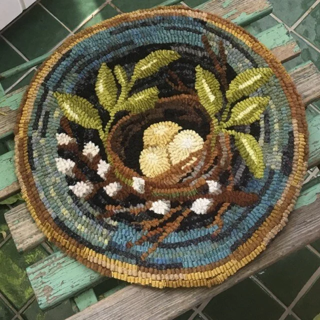 Nest &amp; Willow, 2020, 14 IN, hand hooked wool on linen