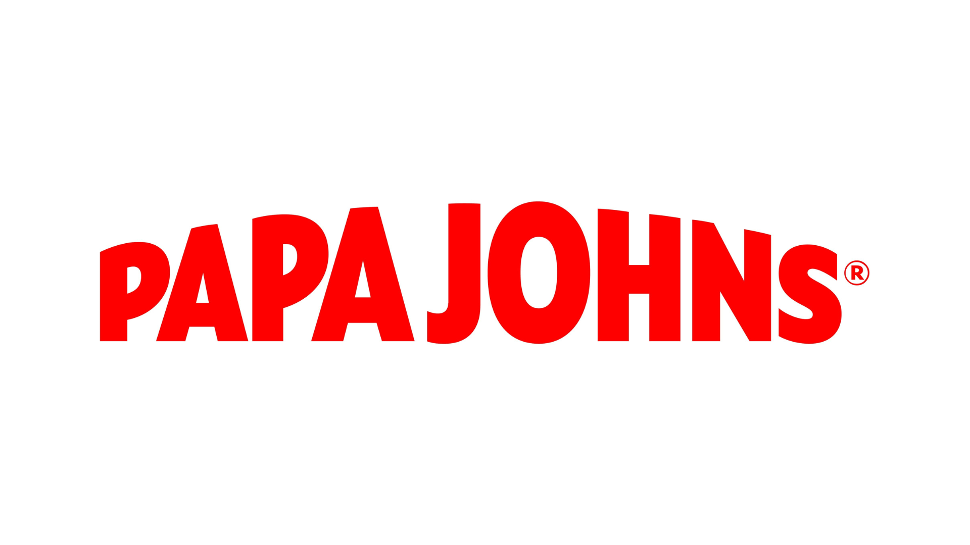 Papa Johns logo in red text on a white background.