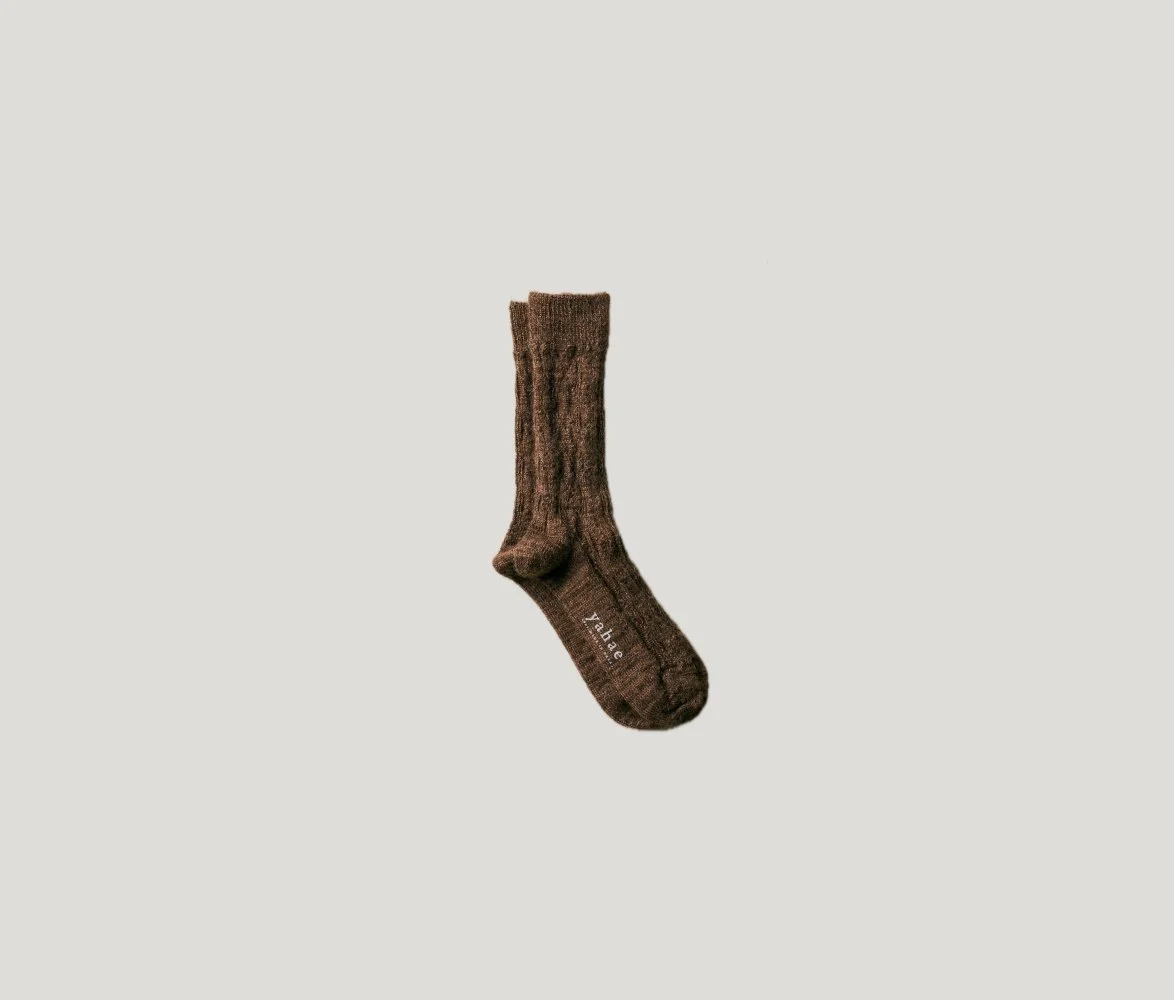 Alpaca Cable Pattern Sock Brown