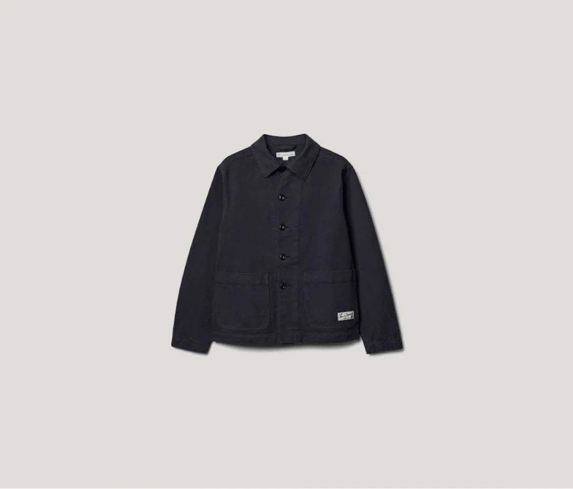 Cropped Worker's Twill Jacket in Charcoal
