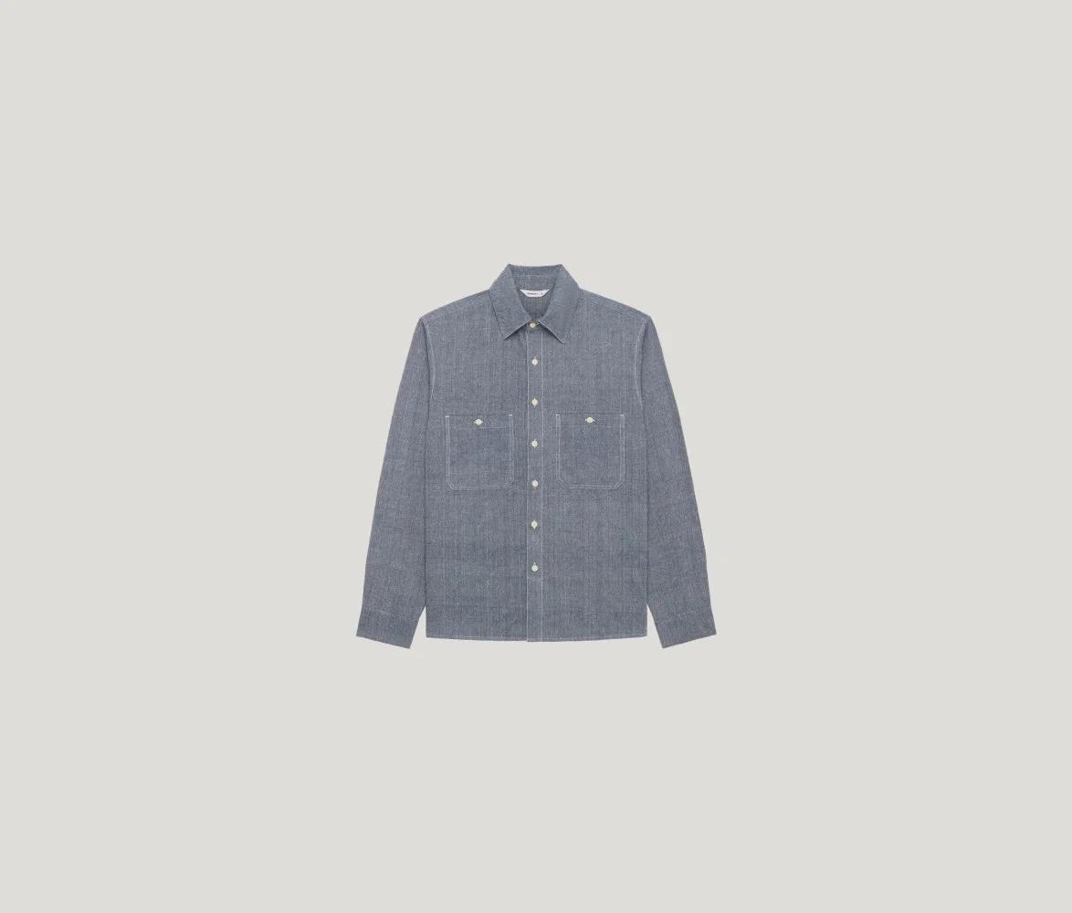 Utility Chambray Shirt Handloom Silk Khadi