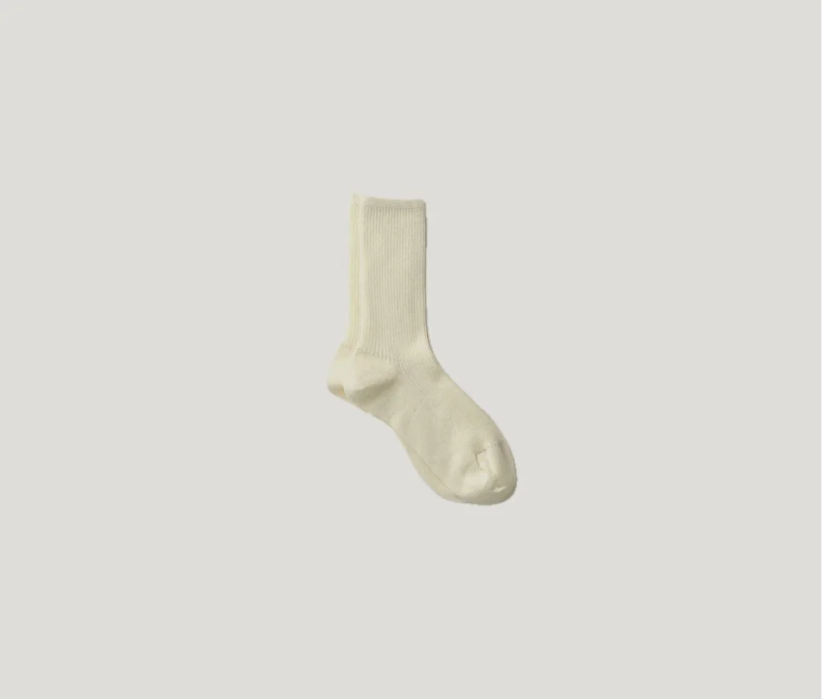 Wool Middle Gauge Ribbed Socks in White