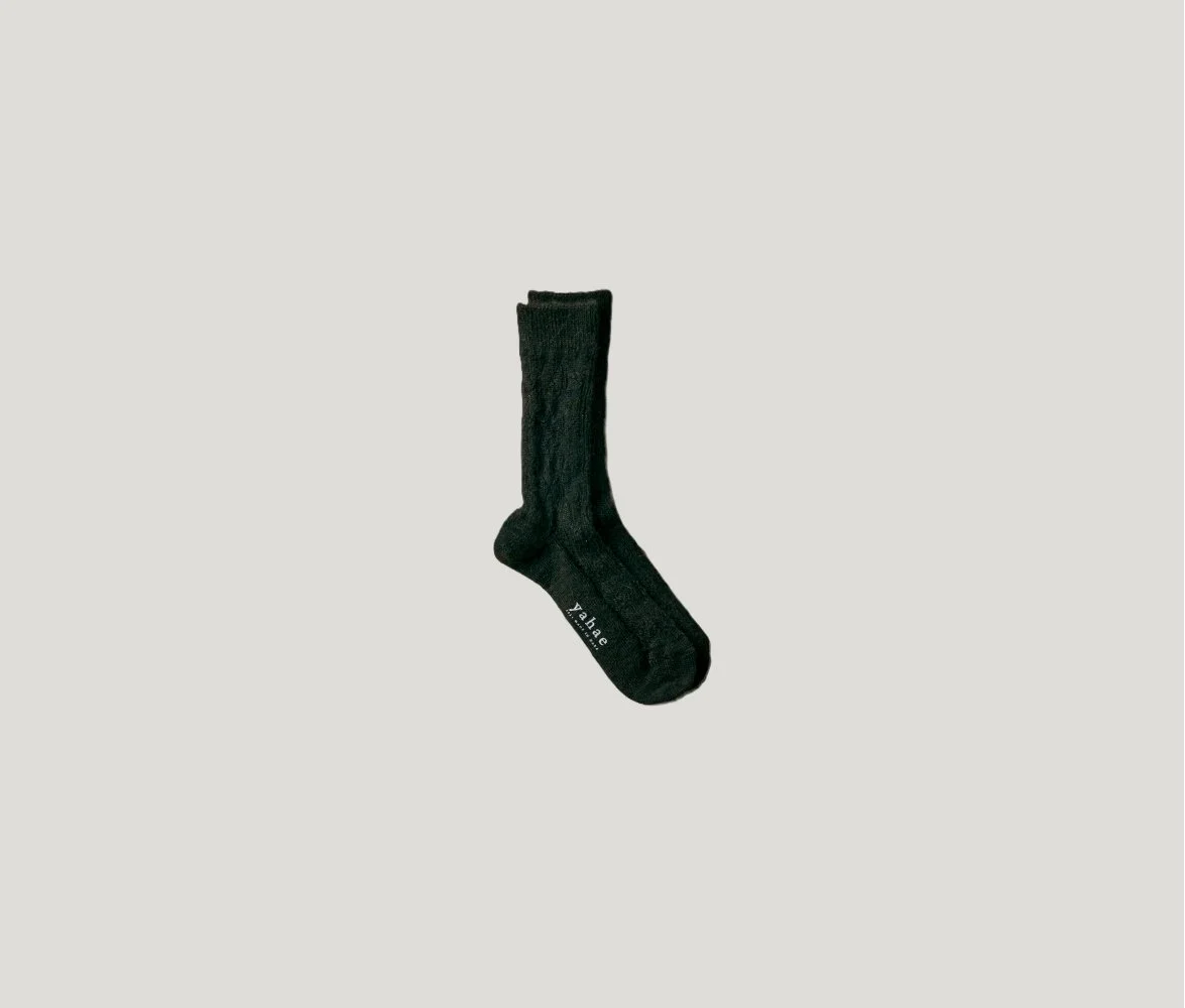 Alpaca Cable Pattern Sock Dark Brown
