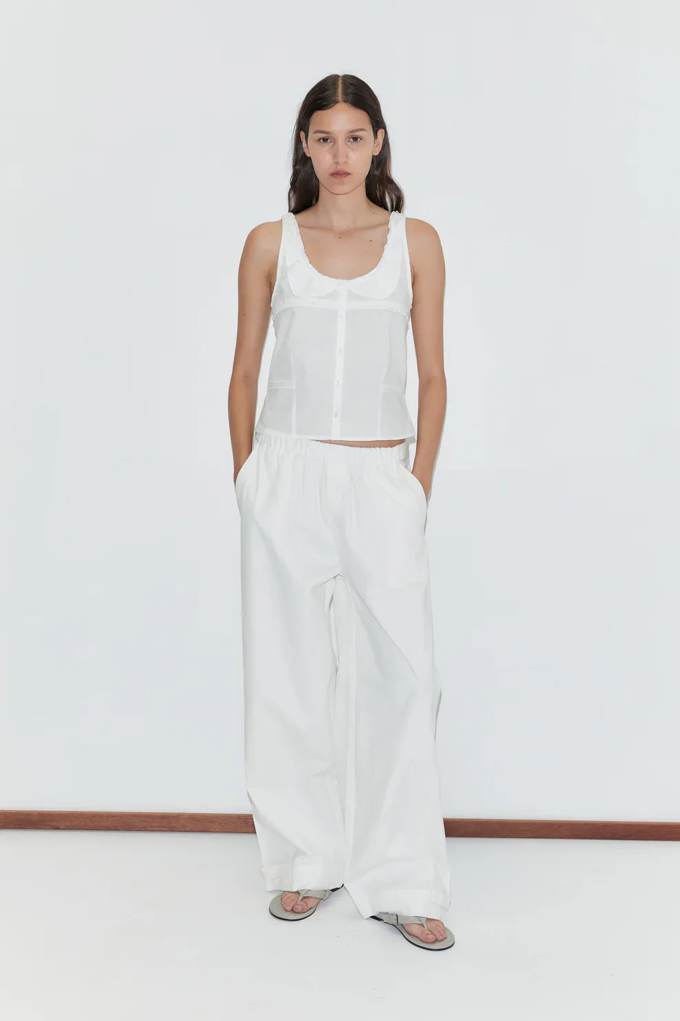 Snap Tab Pants in White