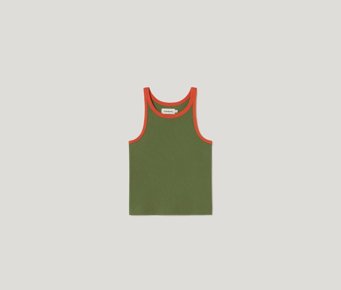 Harriet Top in Green/Pumpkin