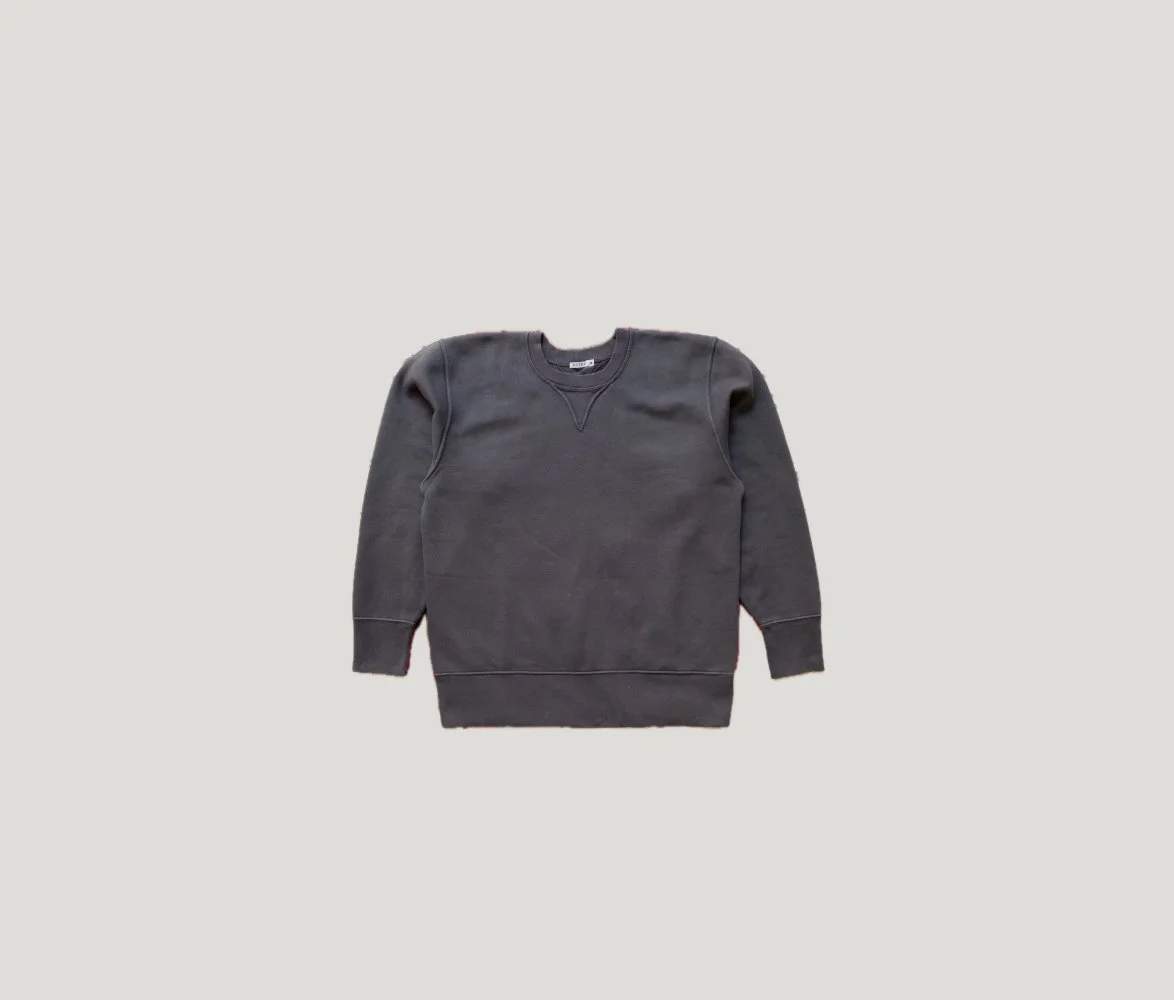 Cotton Crewneck Sweatshirt in Faded Black