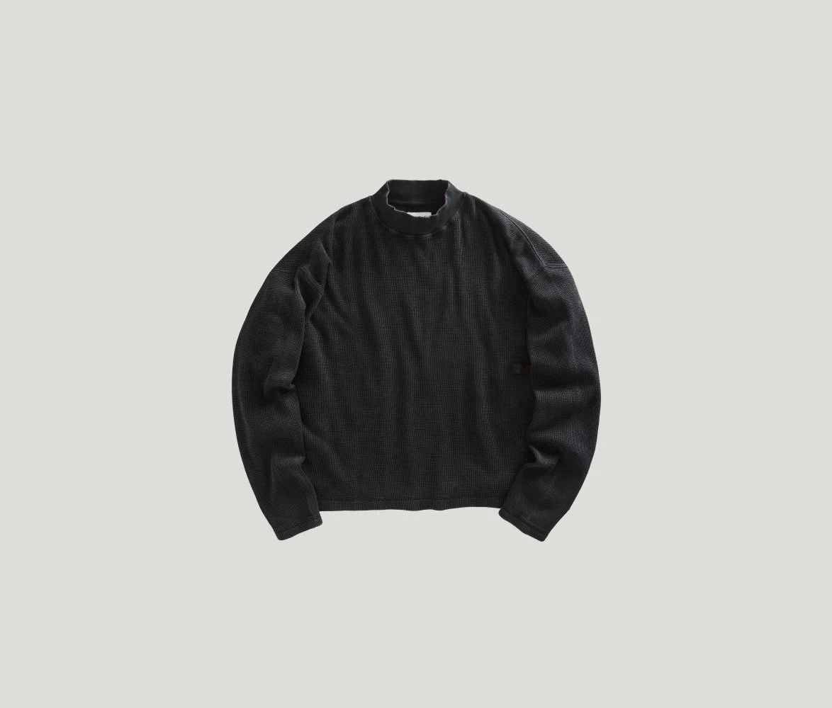 MS-121 Mockneck Tee in Washed Charcoal
