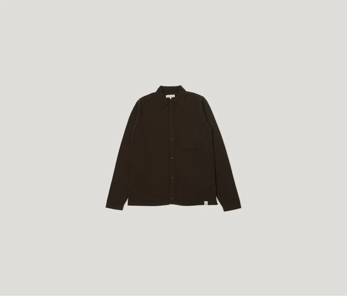Merino Wool-Cashmere-Silk Longsleeve Shirt in Dark Grain