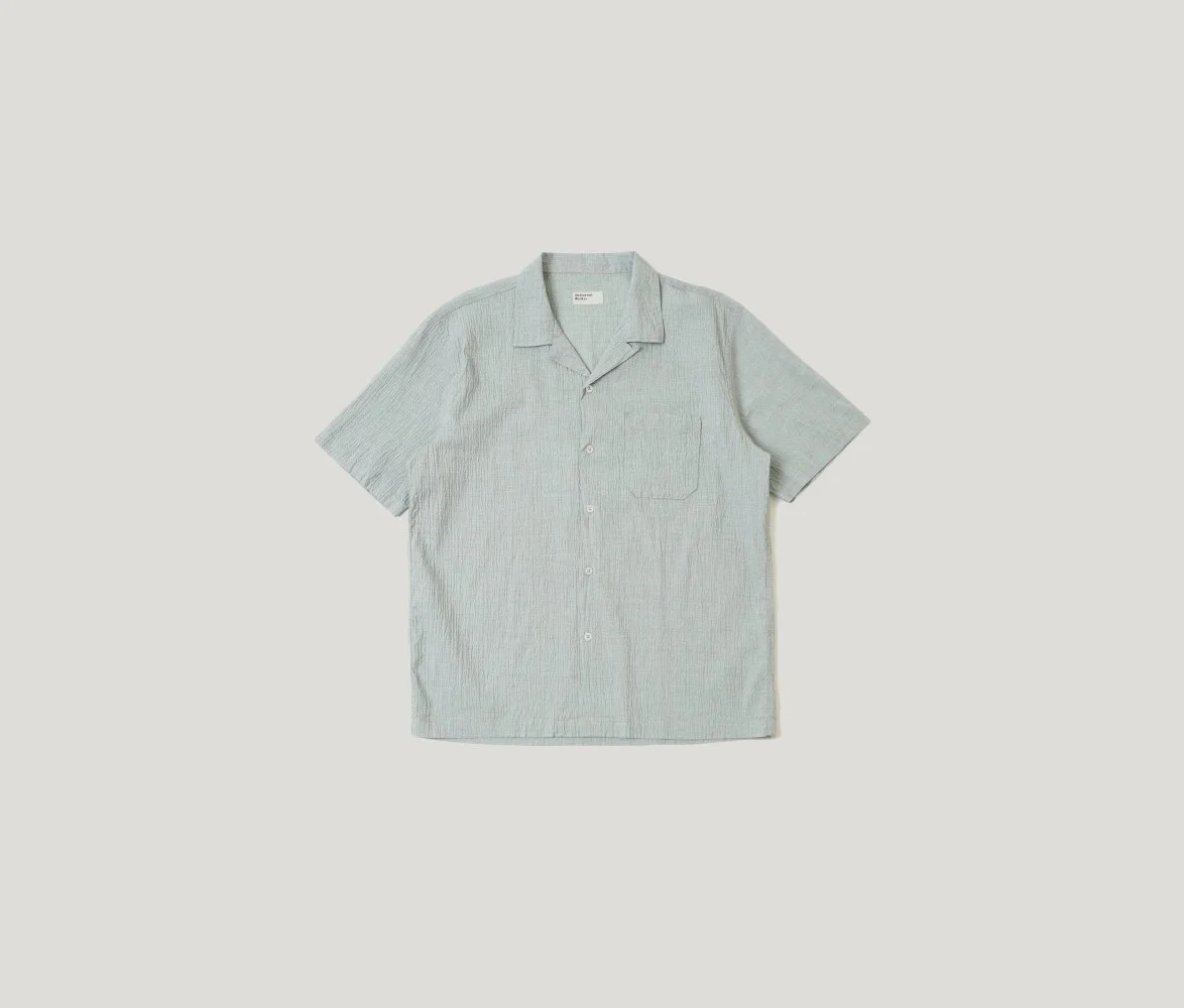 Road Shirt in Green Seersucker