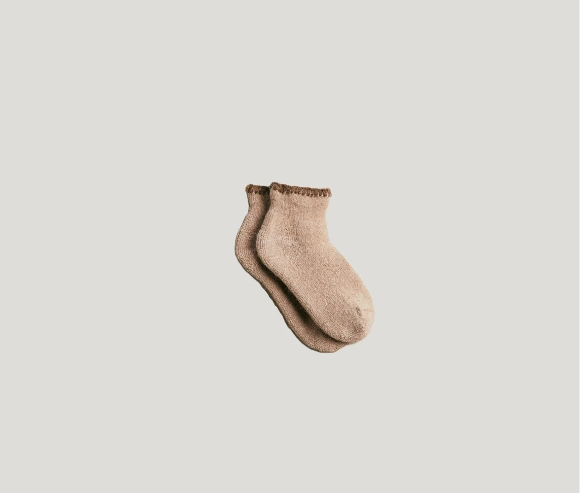 Alpaca Cotton Garland Pile Socks in Beige