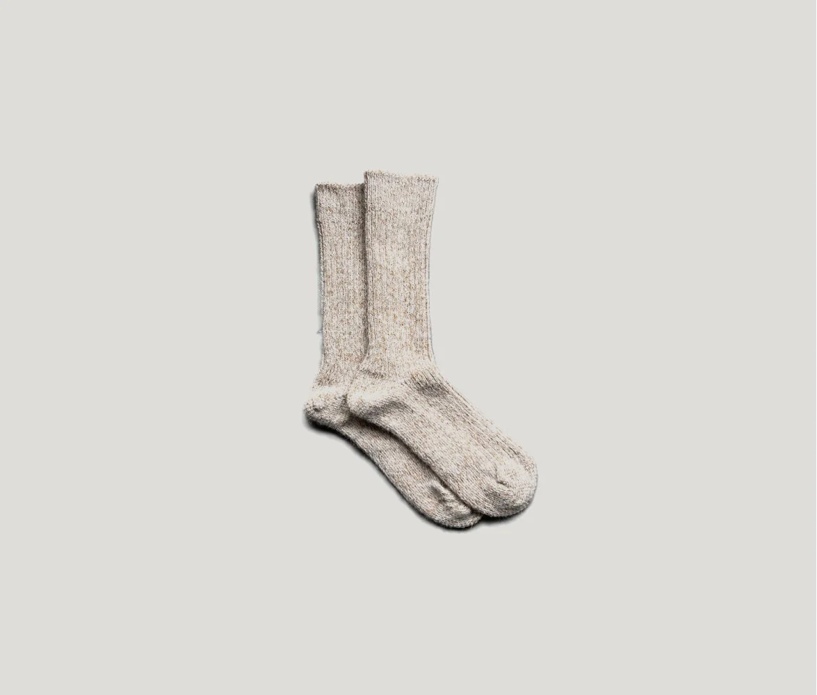 Alpaca Linen Ribbed Socks in Natural/Beige