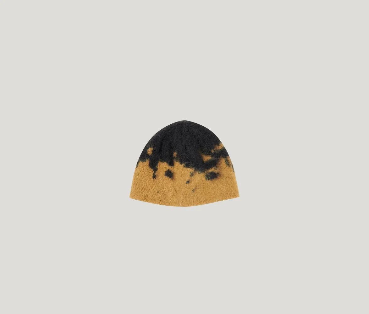 Mohair Splatter Beanie in Saffron