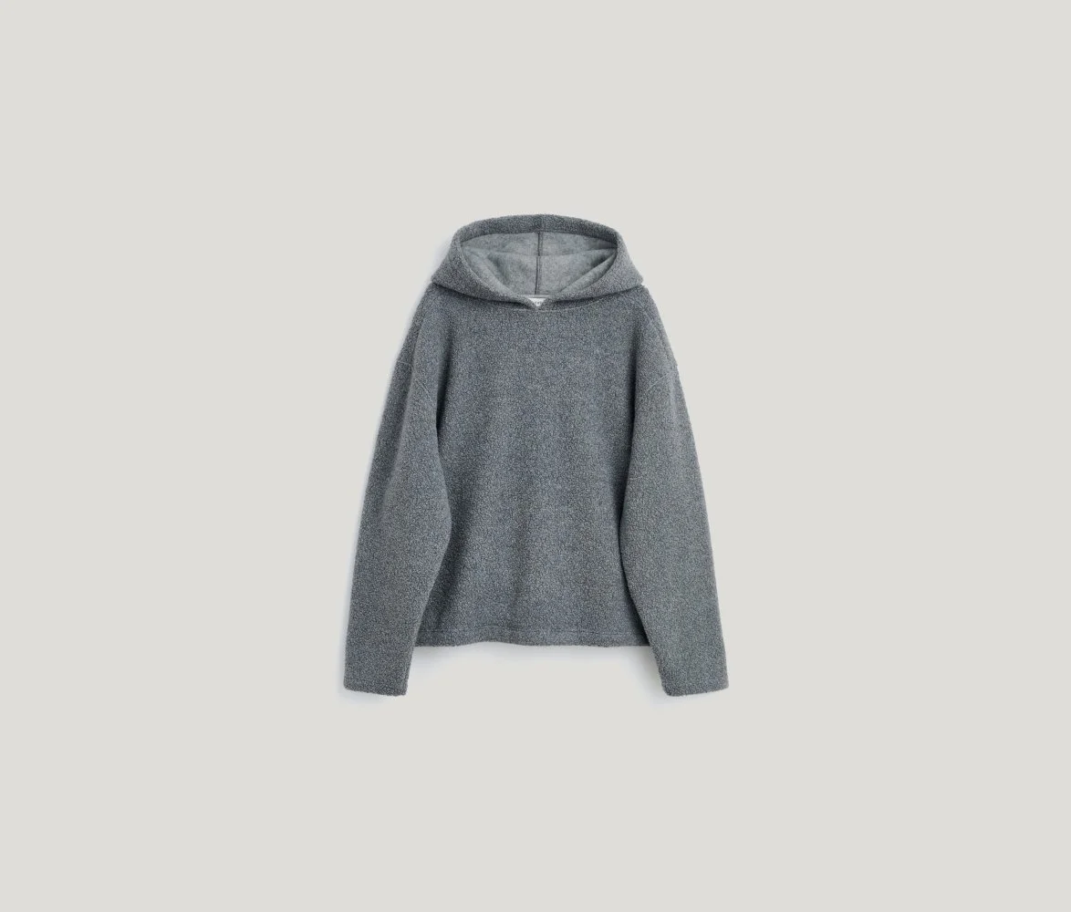 Wool Hoodie Grey Melange