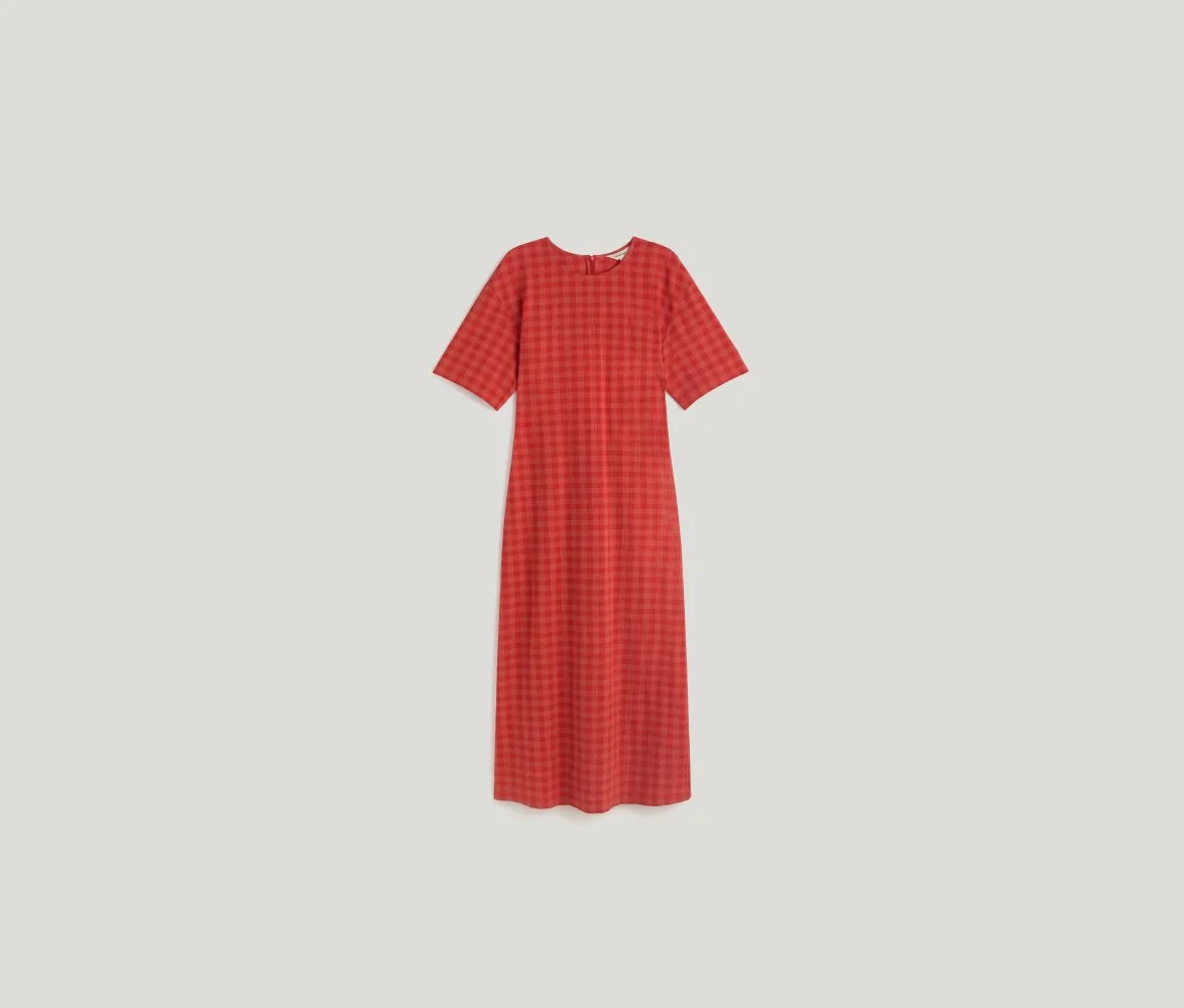 Seersucker Kina Dress in Red Check
