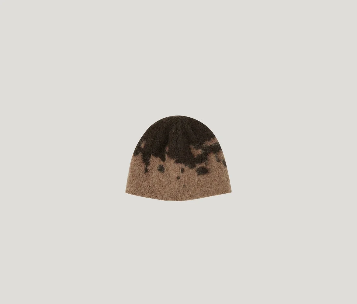 Mohair Splatter Beanie in Taupe