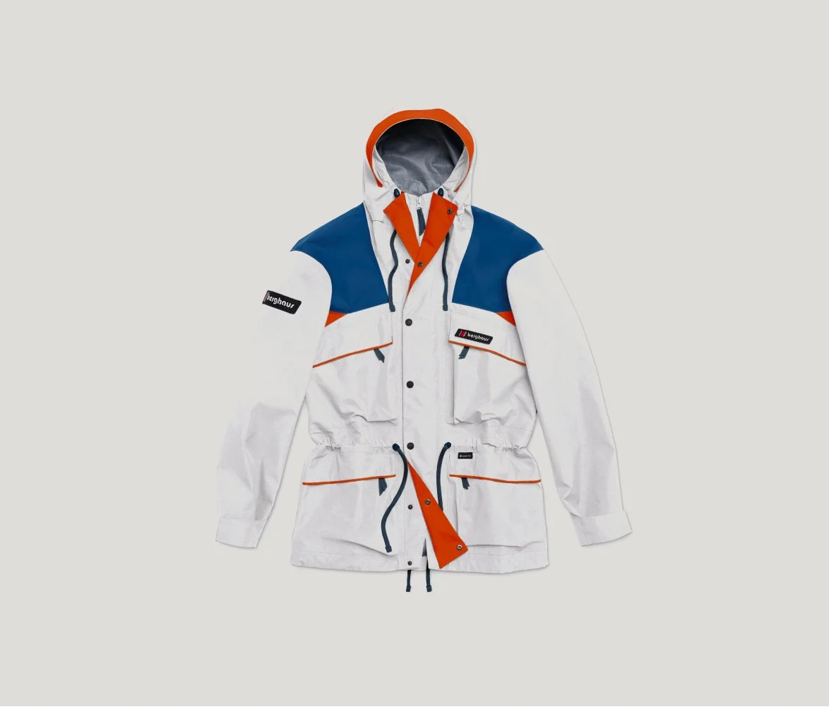Trango Mountain Jacket in White + Dark Blue