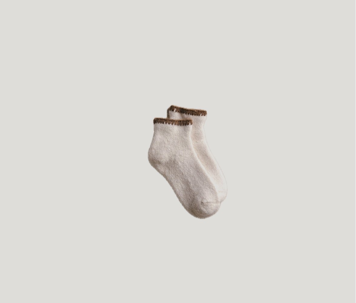 Alpaca Cotton Garland Pile Socks in Natural