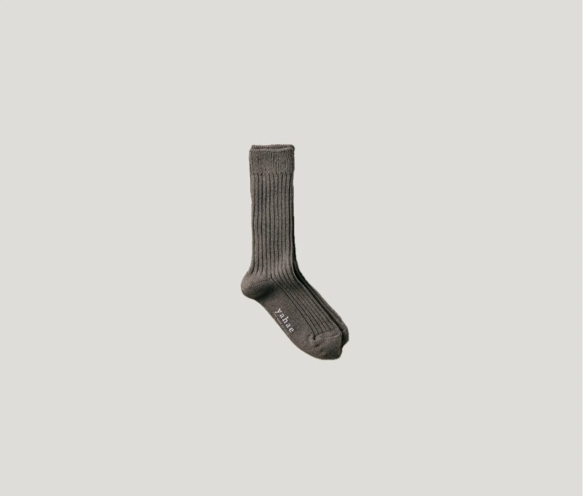 Organic Cotton Yak Ribbed Socks in Grey