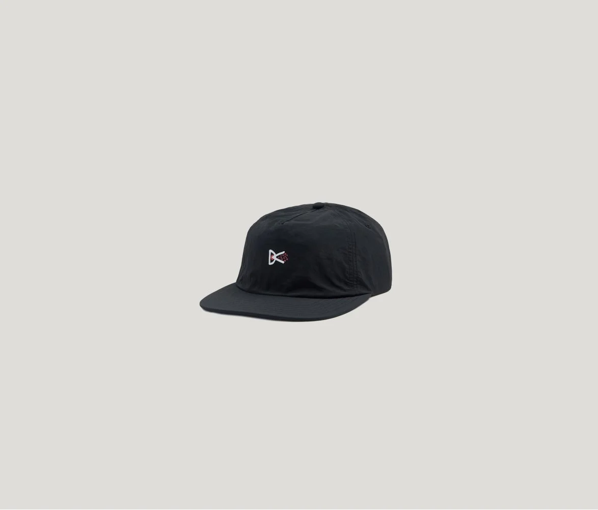 Paneled Nylon Hat in Black