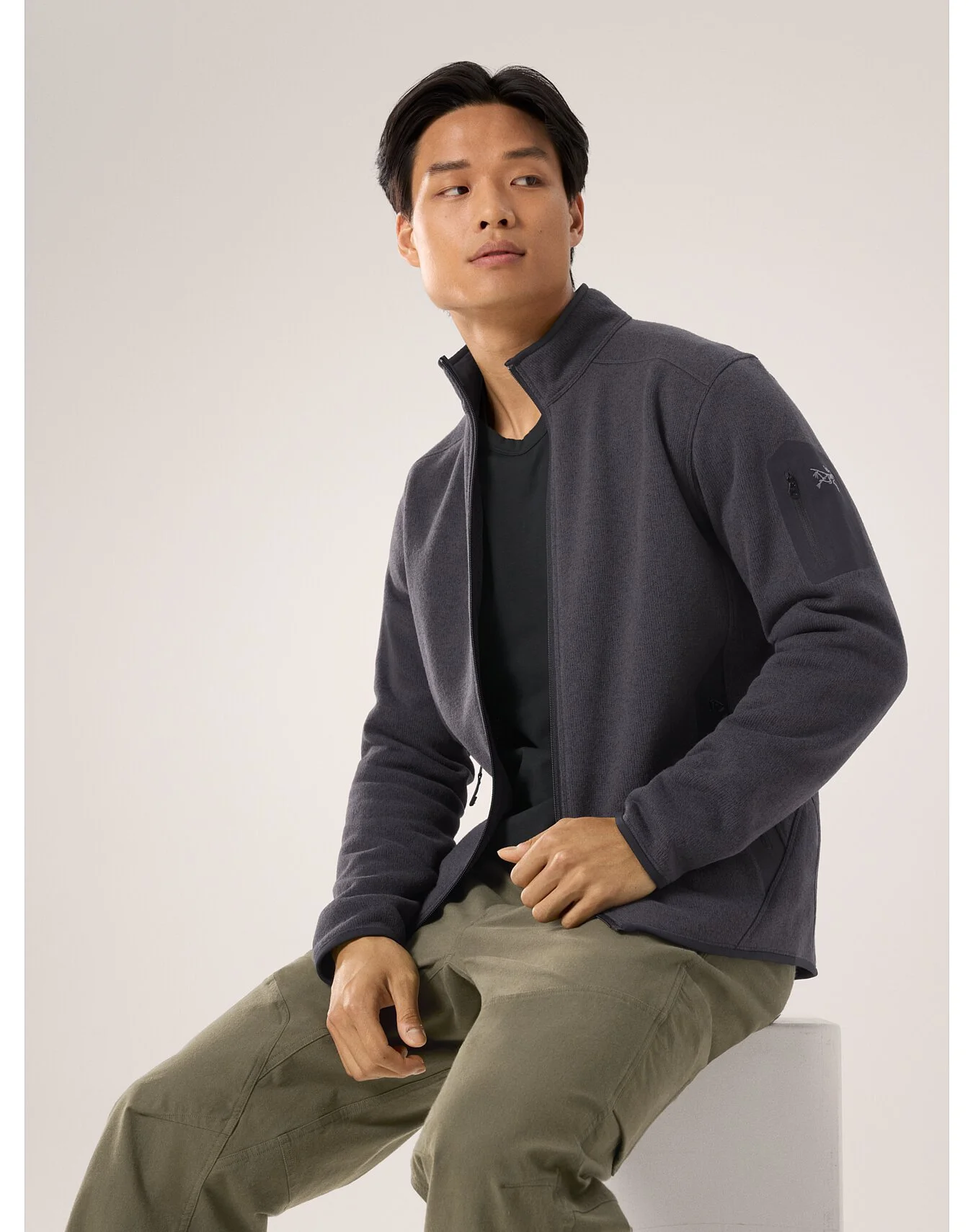 M Covert Cardigan in Black Heather — FIELD THEORY