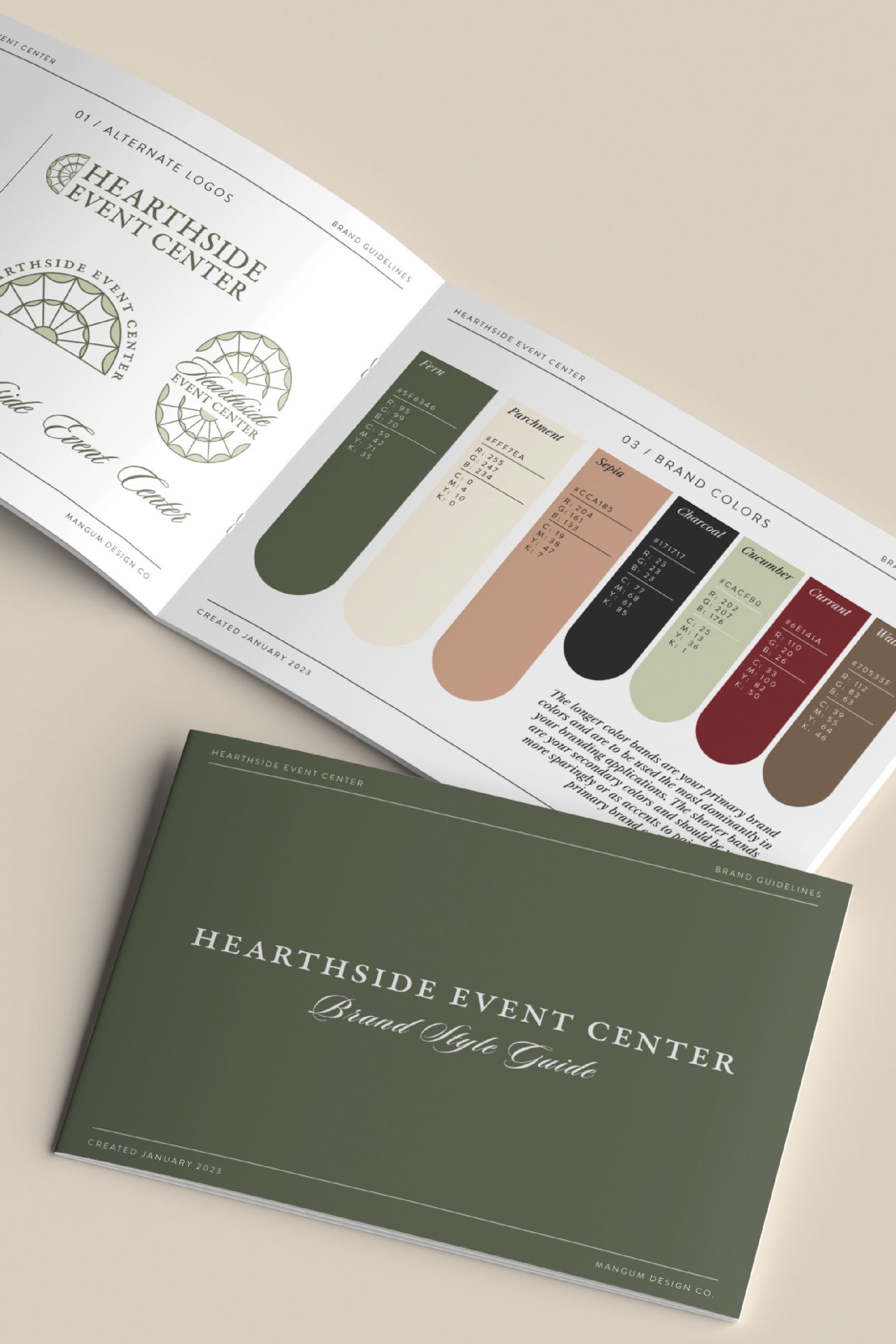  Style guide created with the custom branding for Hearthside Event Center wedding venue. #graphicdesignservices #montanagraphicdesigner #customlogos #logoandbranddesign #brandingservices #smallbusinessresources #hearthsideeventcenter 