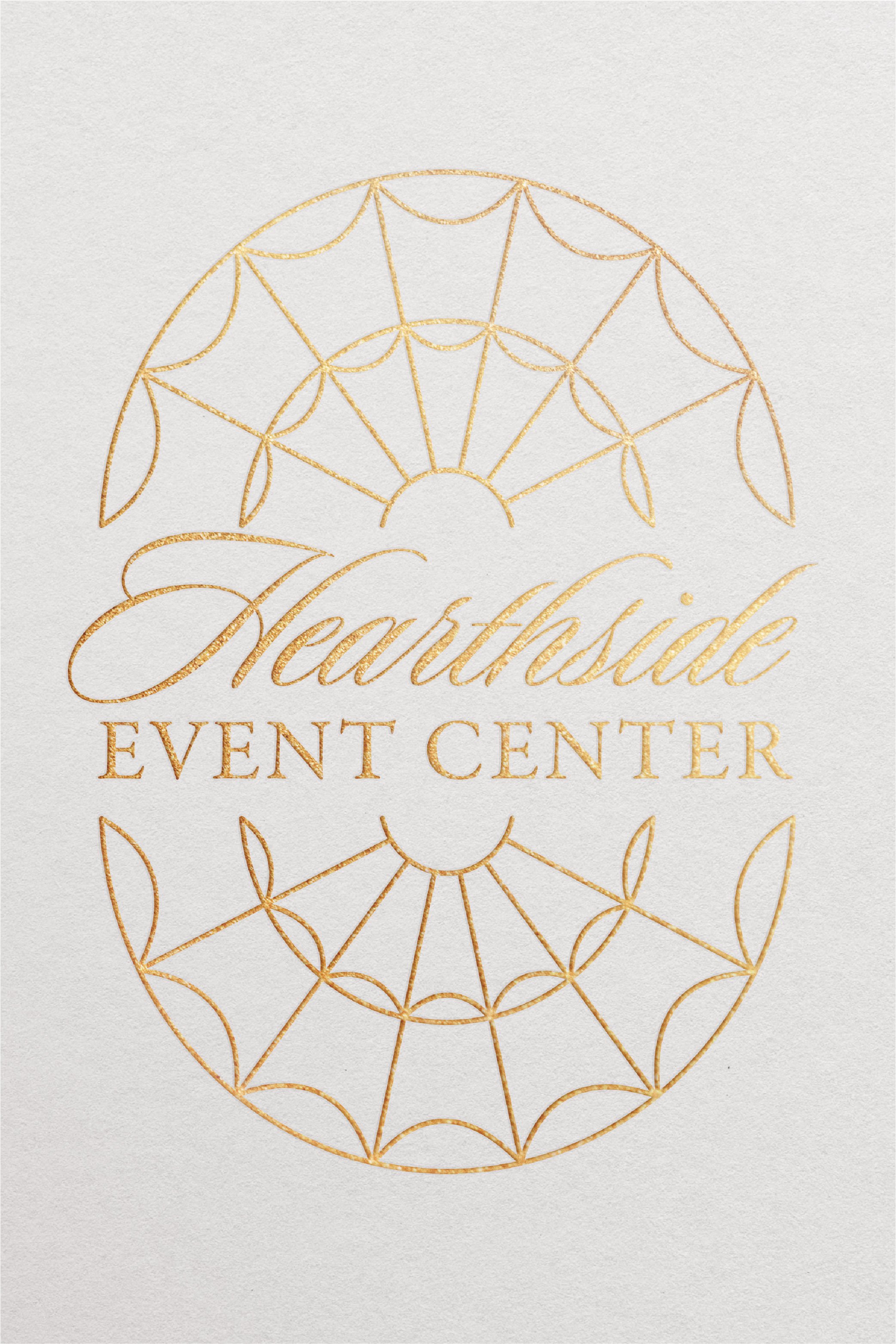  Gold embossed logo for Hearthside Event Center designed by Mangum Design Co. #montanagraphicdesigner #customlogos #logoandbranddesign #brandingservices #smallbusinessresources #hearthsideeventcenter 