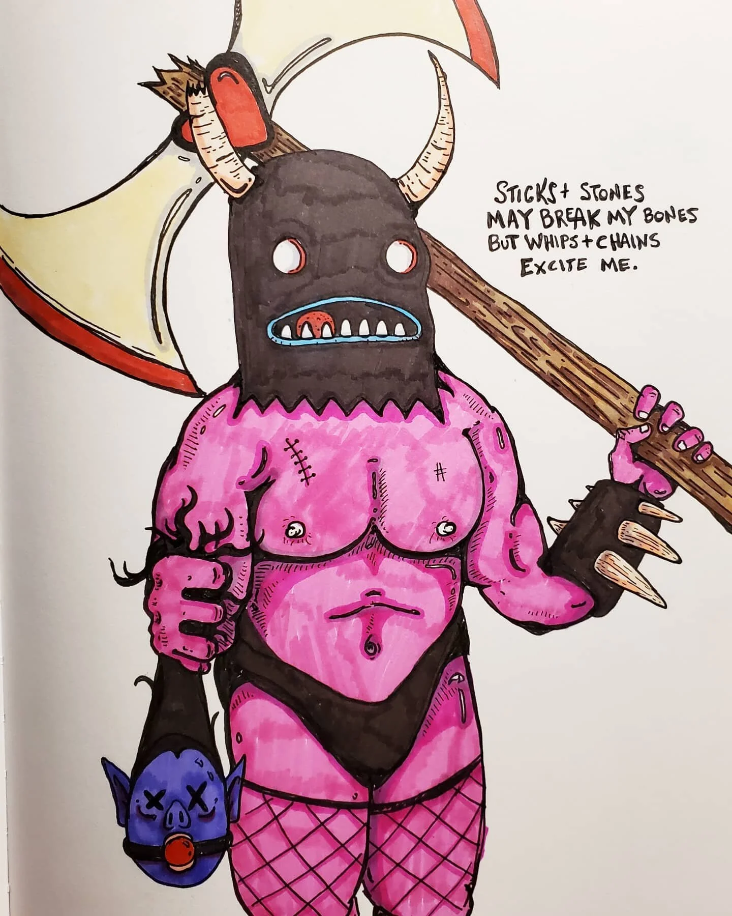 Sexecutioner by @wizardofbarge in my style for #bargeartclub. 
.
.
.
#doodlesofinstagram #drawings #drawing #draw #penandink #stlouisartist #stlouis #sketching #sketch #sketches #penandink #sketchbook  #prismacolormarkers #prismacolor